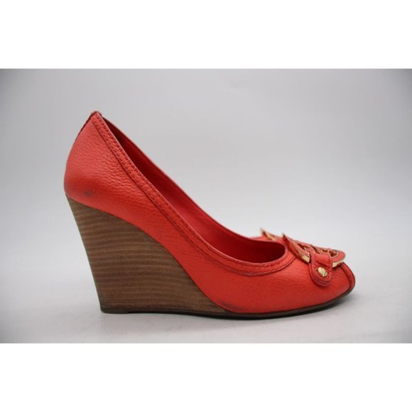 Tory Burch Amanda Women’s Size 7.5 M Leather High Wedge Open Toe Shoes - Picture 8 of 12